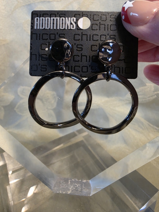 Chico's Jewelry - #1202 Chico's Additions Gunmetal Hoop Drop Earrings